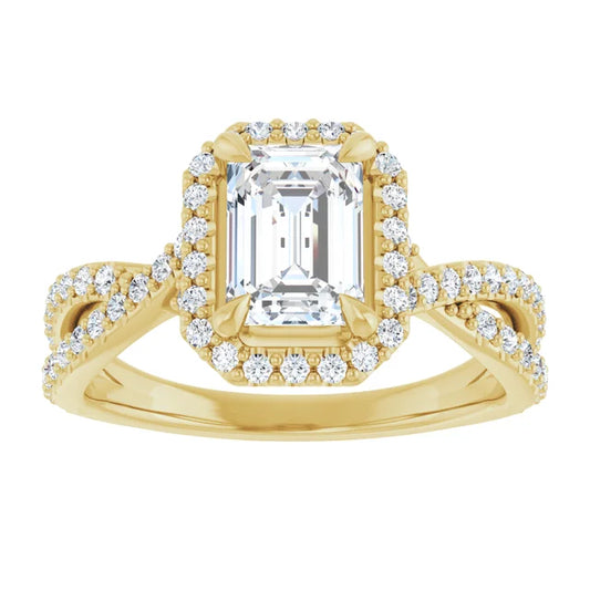 Split accented Shank Lab Created Emerald Cut Diamond Engagement Ring