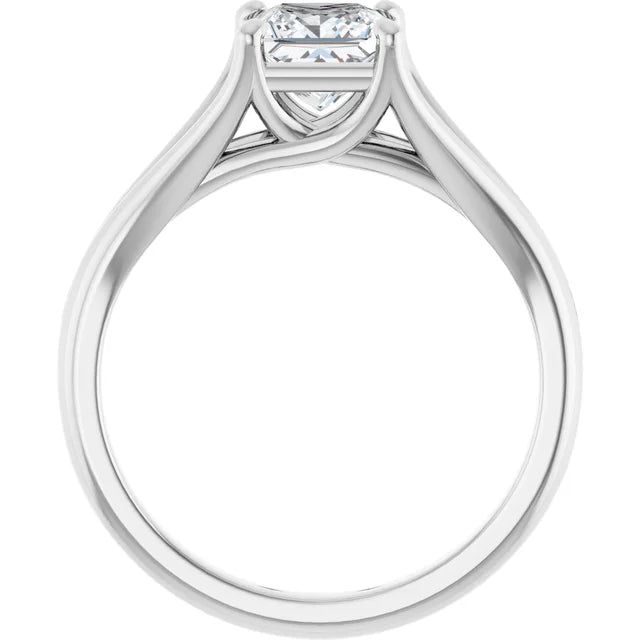 Split Shank Lab Created Princess Cut Diamond Engagement Ring on White Gold showing under gallery 