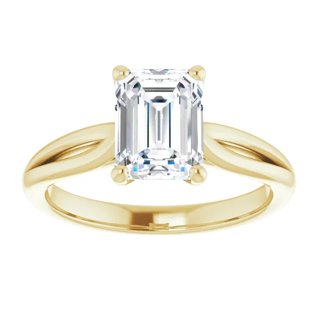 2 CT Split Shank Emerald Cut Diamond Solitaire Engagement for Women