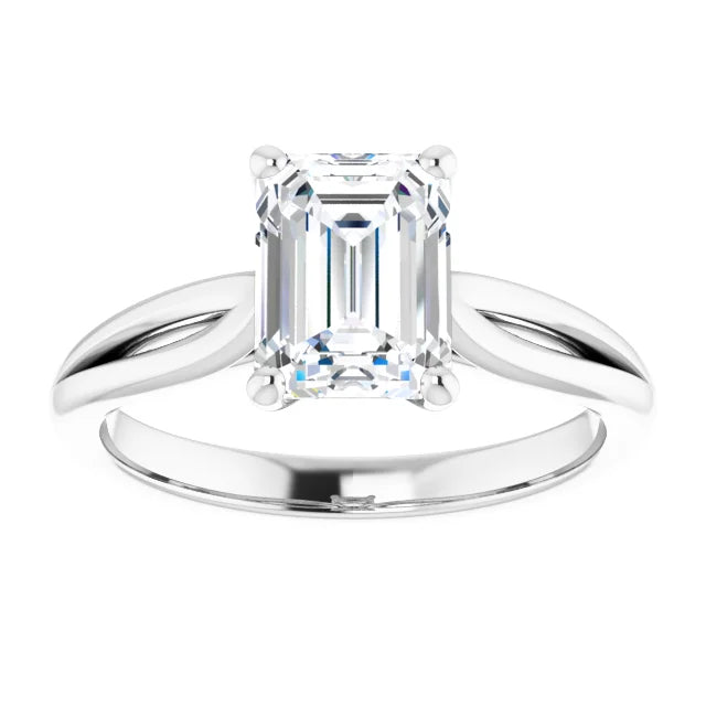 2 CTW Split Shank Emerald Cut Diamond Solitaire Engagement for Women on 14K White Gold