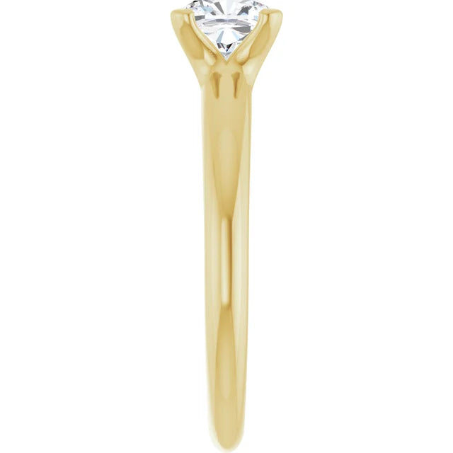 1 CT Cushion cut diamond solitaire engagement ring for women on yellow gold showing shank