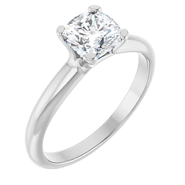 1 CT Cushion cut diamond solitaire engagement ring for women on white gold sideway picture 