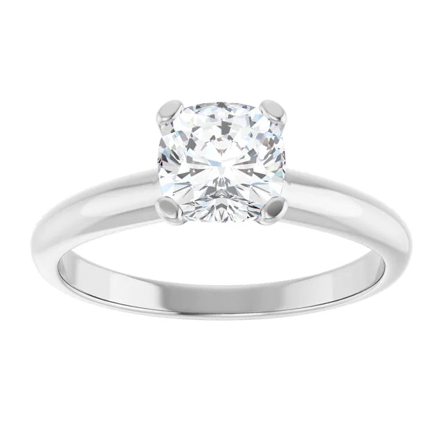 1 CTW Cushion cut diamond solitaire engagement ring for women on white gold show center stone