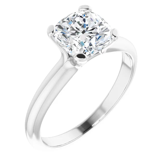 2 CTW Cushion cut diamond solitaire engagement ring for women on white gold sideway picture 