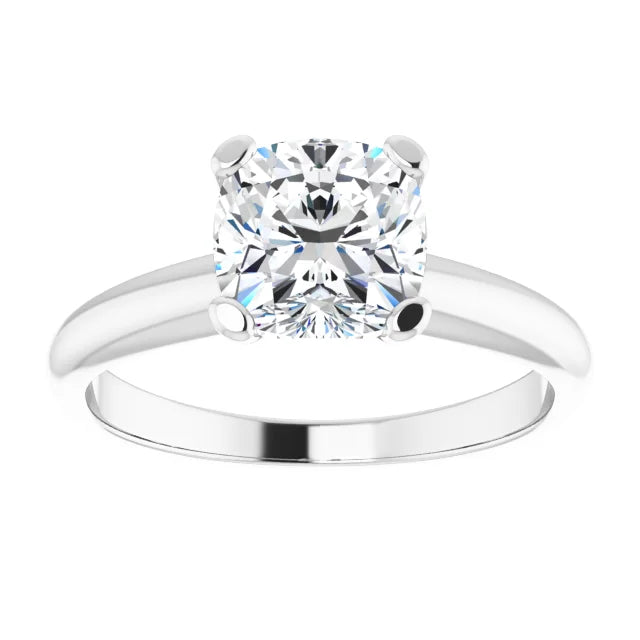 2 Ct Cushion cut diamond solitaire engagement ring for women on white gold 