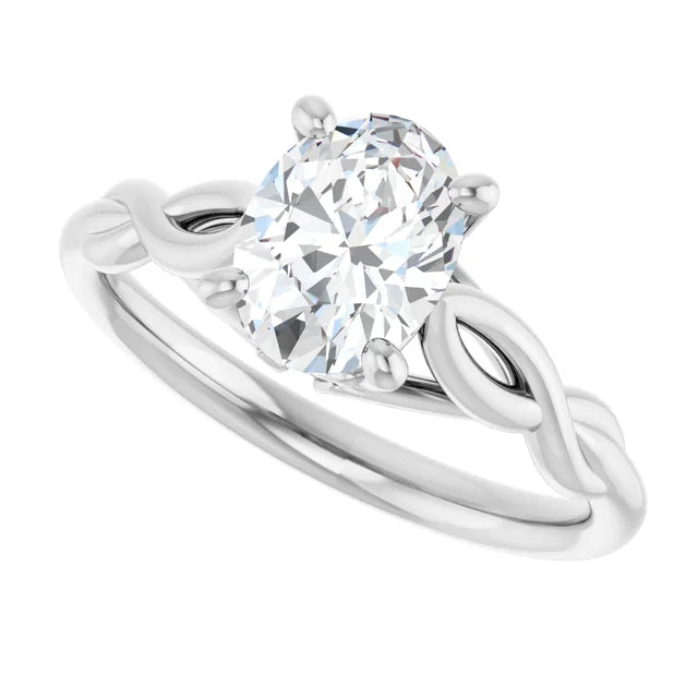 Oval Diamond Engagement Ring on white gold side picture showing center stone 