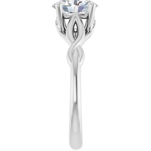 Oval Diamond Engagement Ring on white gold showing shank