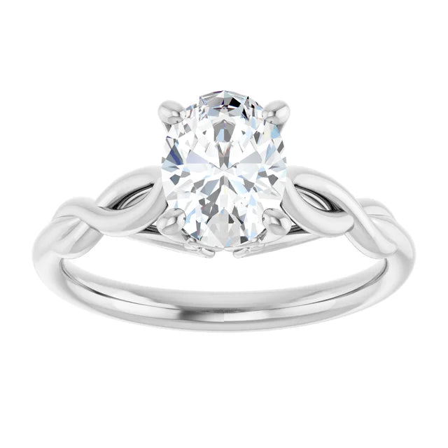 Oval Diamond Engagement Ring on White gold showing center stone 