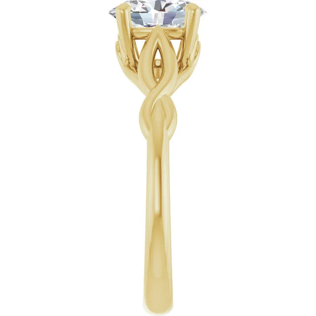 Oval Diamond Engagement Ring on yellow gold showing shank