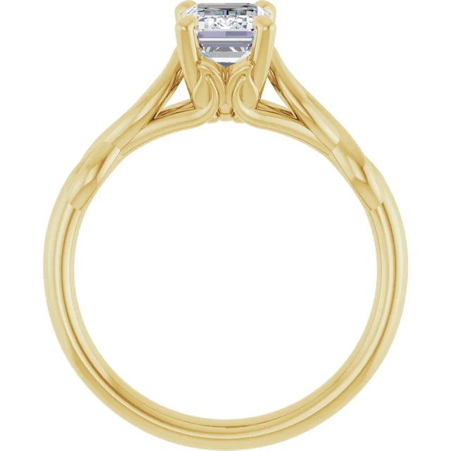 1 CT Twisted Shank Emerald Solitaire engagement ring for women on yellow gold showing under gallery 