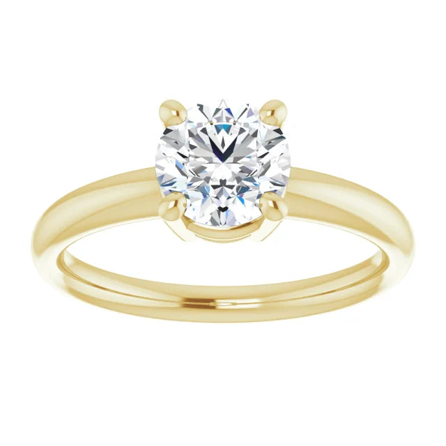 Classic 1 CT Lab Grown Diamond Engagement Ring Yellow Gold Showing Center Stone