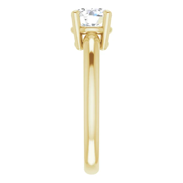 Classic 1 CT Lab Grown Diamond Engagement Ring Yellow Gold Showing Shank