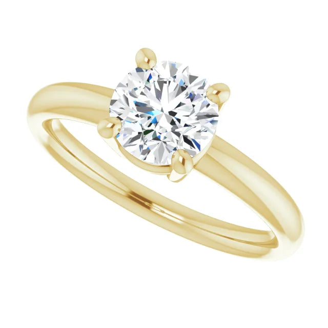 Classic 1 CT Lab Grown Diamond Engagement Ring Yellow Gold Sideway Picture 