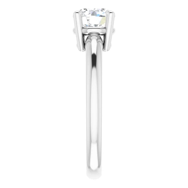 Classic 1 CT Lab Grown Diamond Engagement Ring white gold showing shank