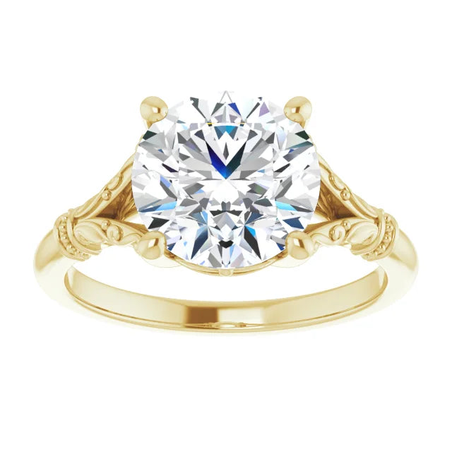 3 CT Vintage Split Shank Solitaire Diamond Engagement Ring 