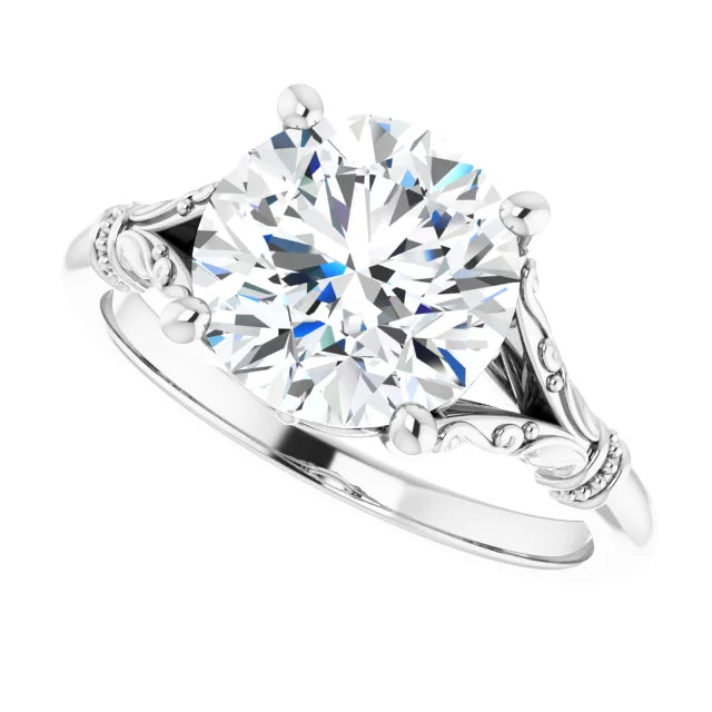 1 CT Vintage Split Shank Solitaire Diamond Engagement Ring in Platinum 