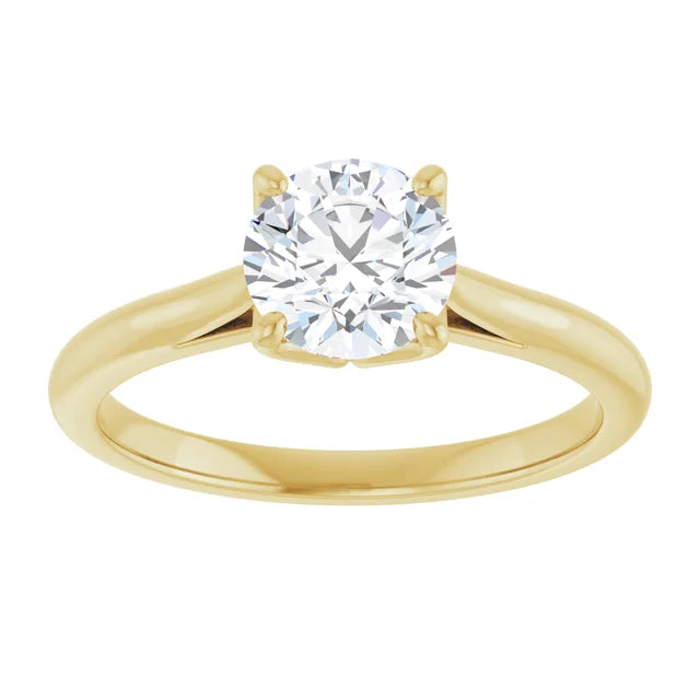 1 CTW Lab Grown Diamond Engagement Ring on yellow gold showing center stone 