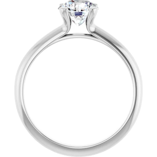 Solitaire Lab Grown Round Diamond engagement Ring on 14K White Gold