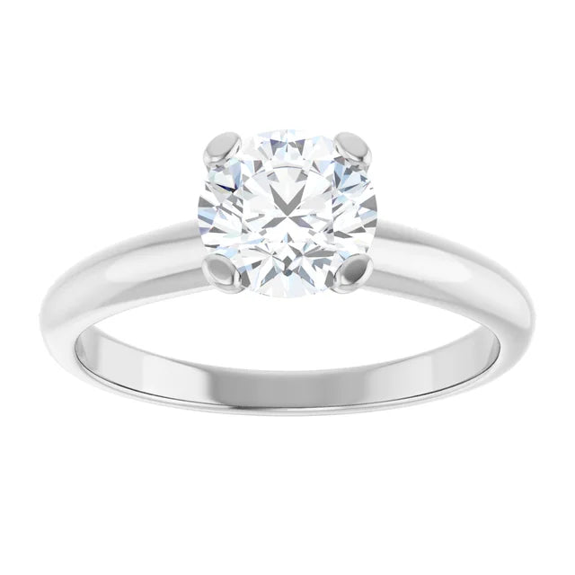 Solitaire Lab Grown Round Diamond engagement Ring white gold showing center stone 