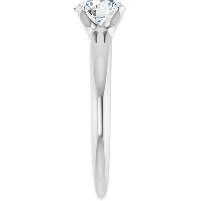 Solitaire Lab Grown Round Diamond engagement Ring white gold showing side shank