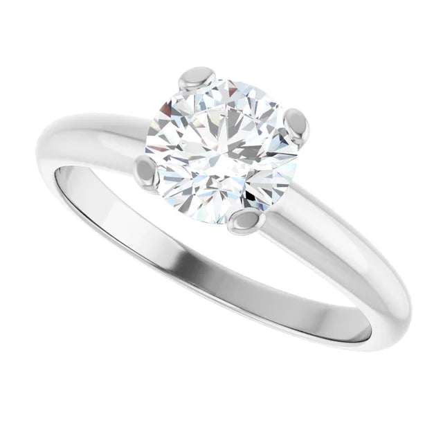 Solitaire Lab Grown Round Diamond engagement Ring 14K White Gold Side Picture 