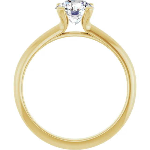 Solitaire Lab Grown Round Diamond engagement Ring 14K Yellow Gold