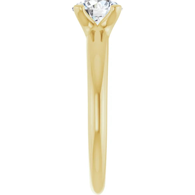 Solitaire Lab Grown Round Diamond engagement Ring 14K Yellow Gold Showing the Shank 