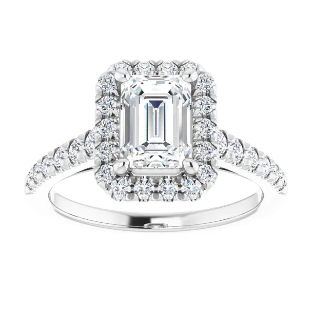 1 1/2 CTW Lab Grown Emerald Cut French Set Diamond engagement Ring