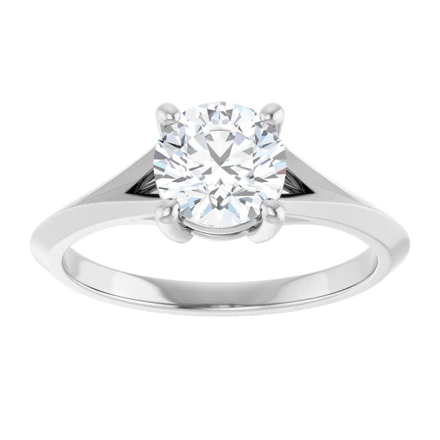  1 CT Round lab Created Diamond engagement ring on White Gold