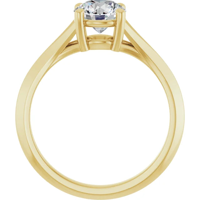  1 CT Round lab Created Diamond engagement ring on Yellow Gold showing under gallery 