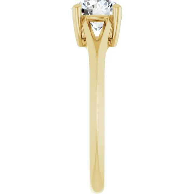  1 CT Round lab Created Diamond engagement ring on Yellow gold showing shank