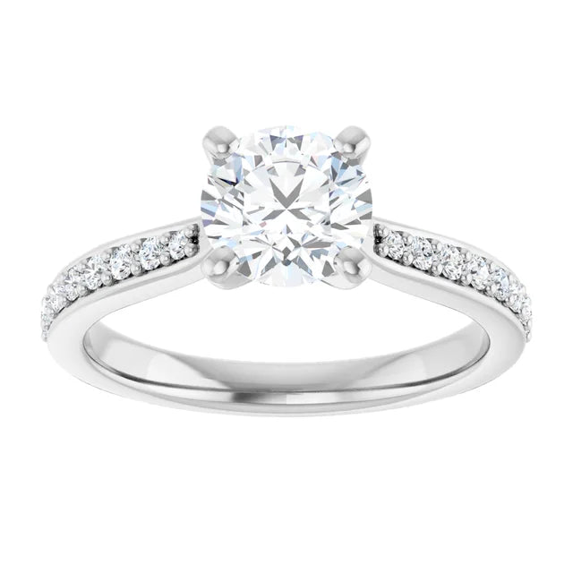 Accented Shank Lab Grown Diamond Engagement Ring White gold Showing Center Stone 