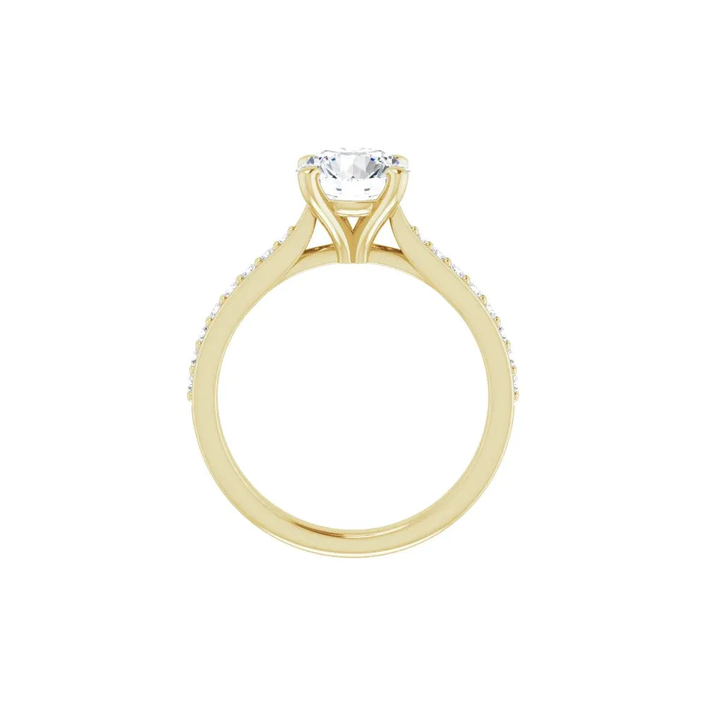 14K Gold 1 1/4 CTW Accented Shank Lab Grown Round Diamond Engagement Ring