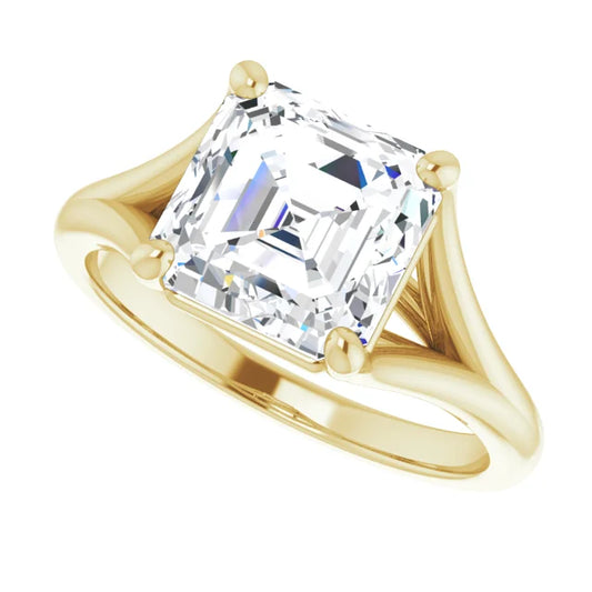3 CT Split Shank Asscher Cut Diamond Engagement Ring for Women