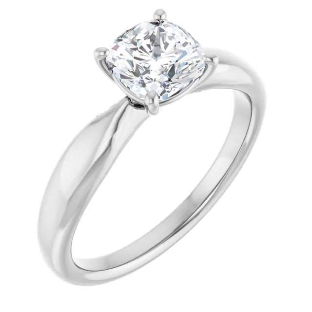 1 CT Cushion cut diamond solitaire engagement ring for women on white gold sideway picture 