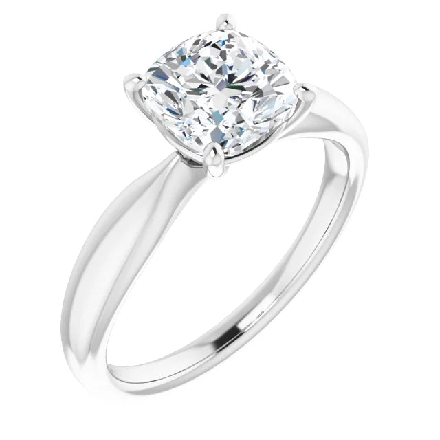 2 CT Cushion cut diamond solitaire engagement ring for women on white gold picture from the side 