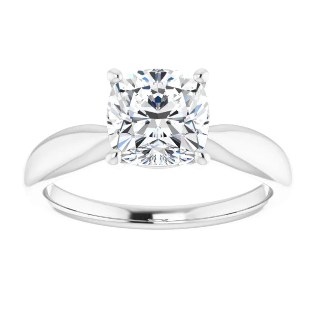 Cushion cut diamond solitaire engagement ring for women on white gold 2 CTW