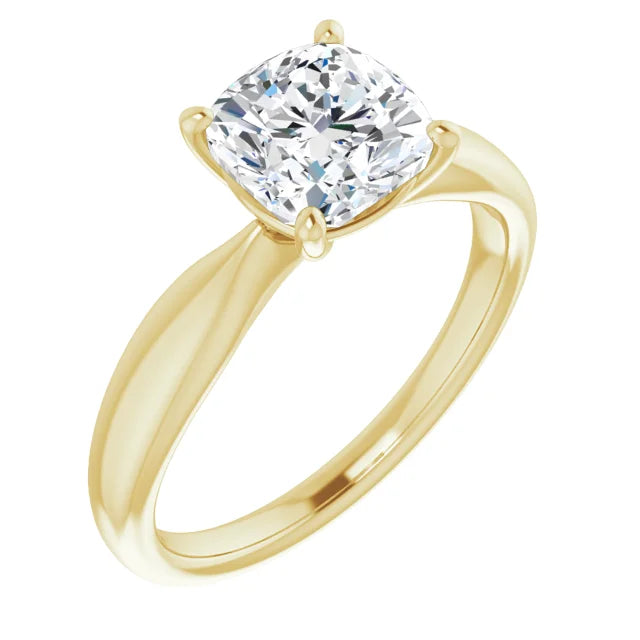 2 CT Cushion cut diamond solitaire engagement ring for women on yellow gold 2 CTW