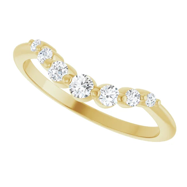 7 Stone Diamond wedding band for women on yellow gold