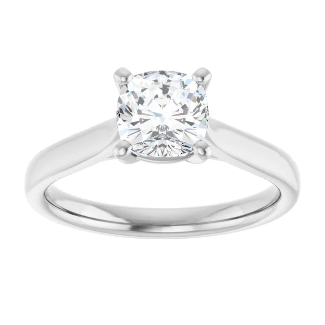 1 CT Cushion Cut Lab Grown Diamond engagement Ring for Women White Gold