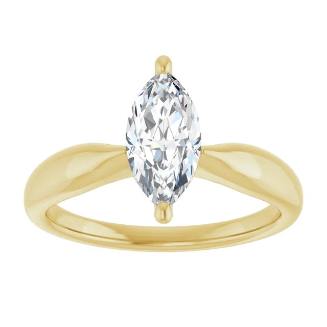 1 CT Marquise Diamond Solitaire Engagement Ring for women on yellow gold showing center stone 