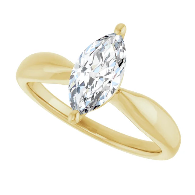 1 CT Marquise Diamond Solitaire Engagement Ring for women on Yellow gold side picture show stone 