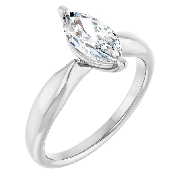 1 CT Marquise Diamond Solitaire Engagement Ring for women on White gold sideway picture showing center stone 