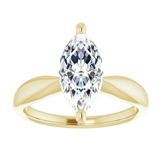 2 CT Marquise Diamond Solitaire Engagement Ring for women on yellow gold showing center stone 