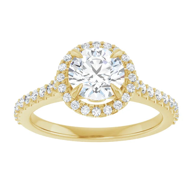 Hola Style 1 1/4 Lab Grown Diamond engagement Ring 14K Yellow Gold Showing Center Stone