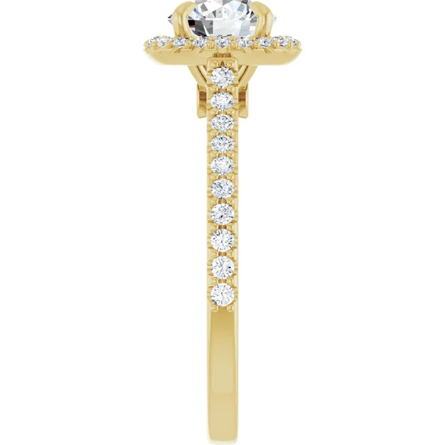 Hola Style 1 1/4 Lab Grown Diamond engagement Ring Yellow Gold showing Shanks 