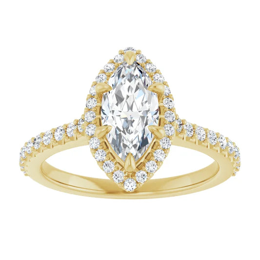 Halo Style Accented Marquise Diamond Engagement Ring 