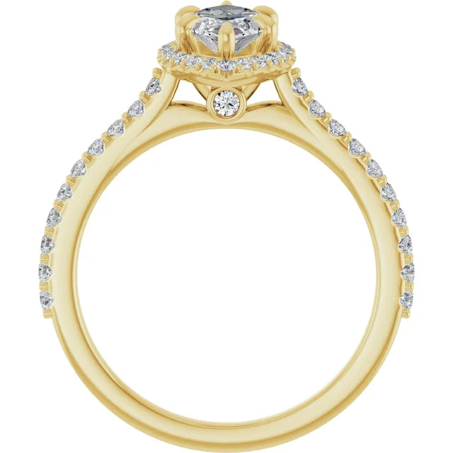 1 1/3 Ct Halo Style Accented Marquise Diamond Engagement Ring on yellow gold showing under gallery 