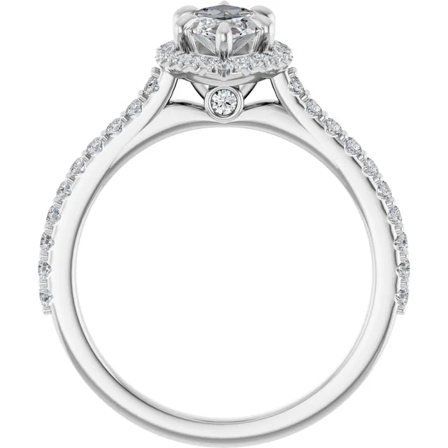 1 1/3 CTW Halo Style Accented Marquise Diamond Engagement Ring on white gold showing under gallery 