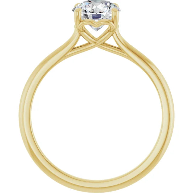 1 CTW Lab Grown Round Heart Diamond Engagement Ring on Yellow Gold